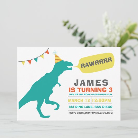 DinosaurierParty Einladung (Stehend Vorderseite)