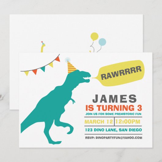 DinosaurierParty Einladung (Vorne/Hinten)
