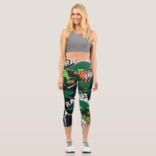 Dinosaurierskelett, grunge nahtloses Muster. Capri Leggings