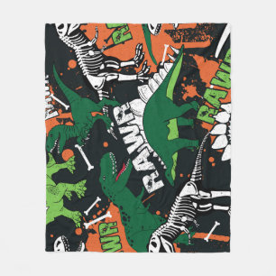 Dinosaurierskelett, grunge nahtloses Muster. Fleecedecke