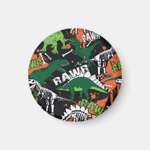 Dinosaurierskelett, grunge nahtloses Muster. Magnet