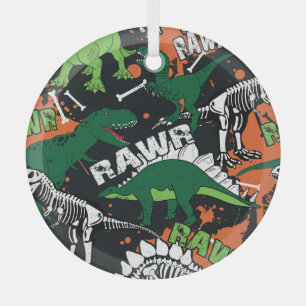 Dinosaurierskelett, grunge nahtloses Muster. Ornament Aus Glas