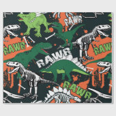 Dinosaurierskelett. Vintage Grunge Geschenkpapier (Flach)