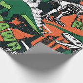 Dinosaurierskelett. Vintage Grunge Geschenkpapier (Ecke)