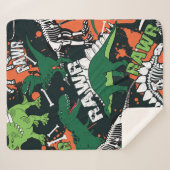 Dinosaurierskelett. Vintage Grunge Sherpadecke (Vorderseite (Horizontal))