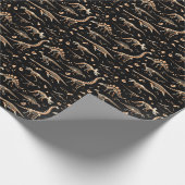 Dinosaurierskelette, Fossilien, Vintages Muster. Geschenkpapier (Ecke)