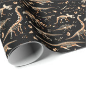 Dinosaurierskelette, Fossilien, Vintages Muster. Geschenkpapier (Rolleneckpunkt)