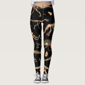 Dinosaurierskelette, Fossilien, Vintages Muster. Leggings (Vorderseite)