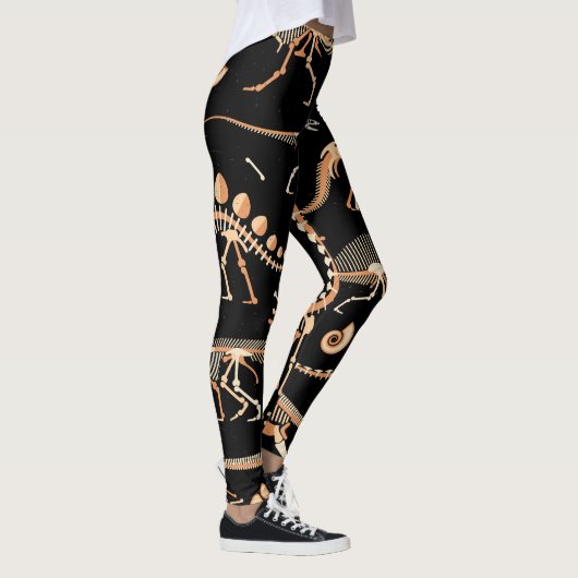 Dinosaurierskelette, Fossilien, Vintages Muster. Leggings (Rechts)