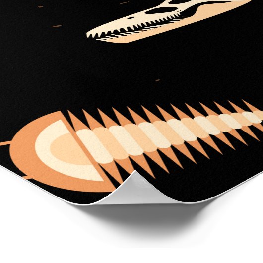 Dinosaurierskelette, Fossilien, Vintages Muster. Poster (Ecke)