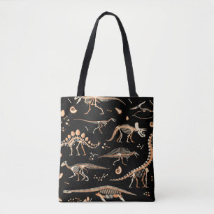 Dinosaurierskelette, Fossilien, Vintages Muster. Tasche