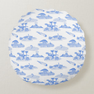 Dinosauriertoilkissen (Periwinkle Blue) Rundes Kissen