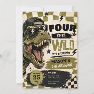 Dinosaurische Geburtstagseinladung Four Ever Wild Einladung