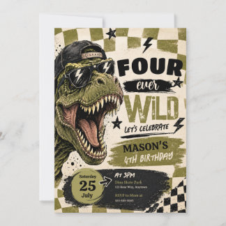 Dinosaurische Geburtstagseinladung Four Ever Wild Einladung