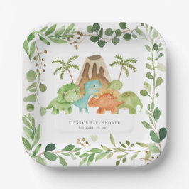 Dinosaurs Baby Shower Paper Plates Pappteller