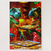 Dinosaurs baking gingerbread cookies puzzle (Vertikal)