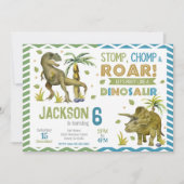 Dinosaurs Birthday Invitation | T-rex | Triceratop Einladung (Vorderseite)