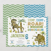 Dinosaurs Birthday Invitation | T-rex | Triceratop Einladung (Vorne/Hinten)