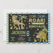 Dinosaurs Birthday Invitation | T-rex | Triceratop Einladung (Vorderseite)