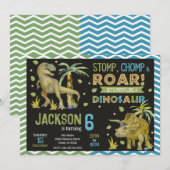 Dinosaurs Birthday Invitation | T-rex | Triceratop Einladung (Vorne/Hinten)