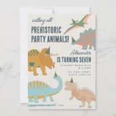 Dinosaurs Boho Prehistoric Party Animals Birthday Einladung (Vorderseite)