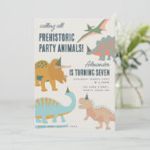Dinosaurs Boho Prehistoric Party Animals Birthday Einladung (Stehend Vorderseite)