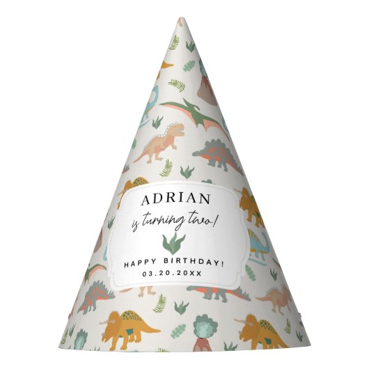 Dinosaurs Boho Prehistoric Party Animals Birthday Partyhütchen (Vorderseite)