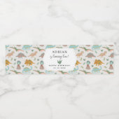 Dinosaurs Boho Prehistoric Party Animals Birthday Wasserflaschenetikett (Einzelnes Label)