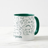 Dinosaurs Boy Name Dino Cute Jungle Green Tasse (VorderseiteRechts)