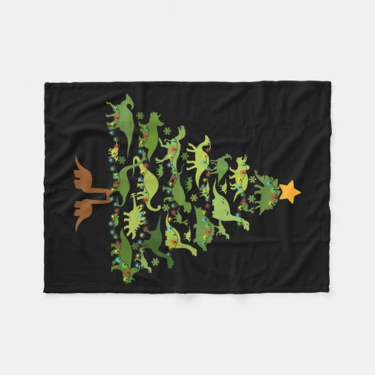 Dinosaurs Christmas Kids Christmas Tree Funny Love Fleecedecke (Vorderseite (Horizontal))