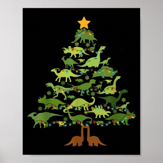 Dinosaurs Christmas Kids Christmas Tree Funny Love Poster (Vorne)
