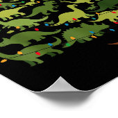 Dinosaurs Christmas Tree Merry Dinomas Funny Famil Poster (Ecke)