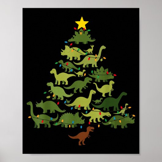 Dinosaurs Christmas Tree Merry Dinomas Funny Famil Poster (Vorne)