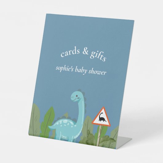 Dinosaurs Crossing, Baby Shower Cards & Gift Sockelschild (Vorderseite)