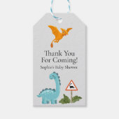 Dinosaurs Crossing Footprint Baby Shower  Geschenkanhänger (Vorderseite)