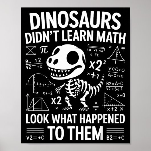 Dinosaurs Didn't Learn Math Funny Math Teacher Stu Poster (Vorne)