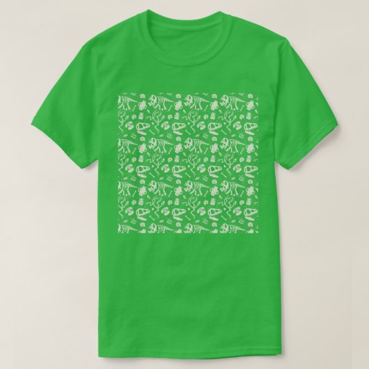 Dinosaurs Fossilien Vintag Technology Muster T-Shirt (Design vorne)