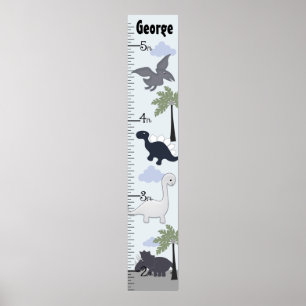 Dinosaurs Gray/Blue Growth Chart Keep at 8x44! Poster