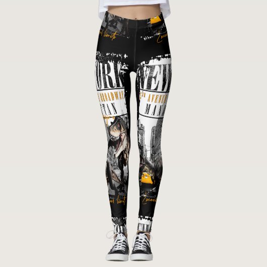 Dinosaurs in Manhattan NYC Leggings (Vorderseite)