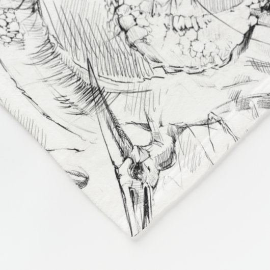 Dinosaurs Jurassic Sketch Art Fleecedecke (Ecke)