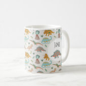 Dinosaurs Kids Boho Dinosaur Custom Name Kaffeetasse (VorderseiteRechts)