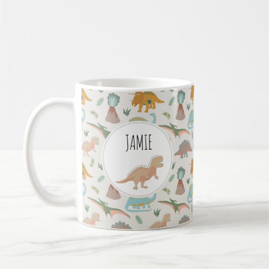 Dinosaurs Kids Boho Dinosaur Custom Name Kaffeetasse (Links)
