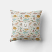 Dinosaurs Kids Hand Drawn Boho Dinosaur Monogram Kissen (Rückseite)