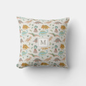 Dinosaurs Kids Hand Drawn Boho Dinosaur Monogram Kissen (Vorderseite)