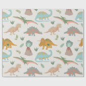 Dinosaurs Kids Hand Drawn Boho Dinosaur Pattern Geschenkpapier (Flach)