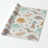 Dinosaurs Kids Hand Drawn Boho Dinosaur Pattern Geschenkpapier (Ungerollt)
