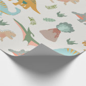 Dinosaurs Kids Hand Drawn Boho Dinosaur Pattern Geschenkpapier (Ecke)