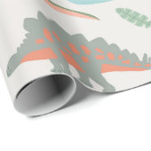 Dinosaurs Kids Hand Drawn Boho Dinosaur Pattern Geschenkpapier (Rolleneckpunkt)