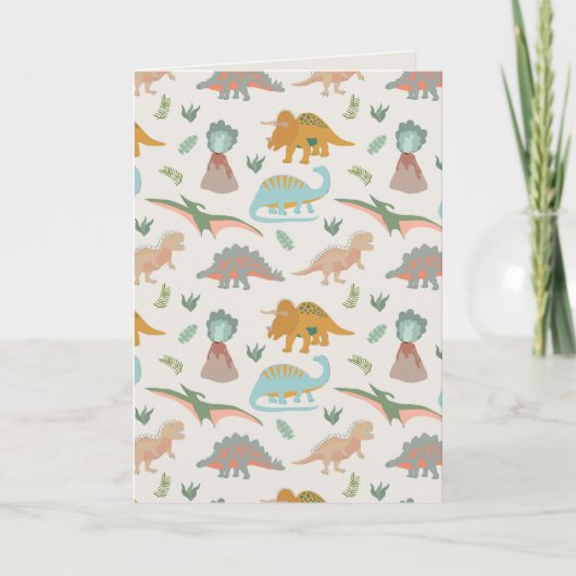 Dinosaurs Kids Hand Drawn Boho Dinosaur Pattern Karte (Vorderseite)