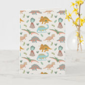 Dinosaurs Kids Hand Drawn Boho Dinosaur Pattern Karte (Gelbe Blume)